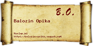 Balozin Opika névjegykártya